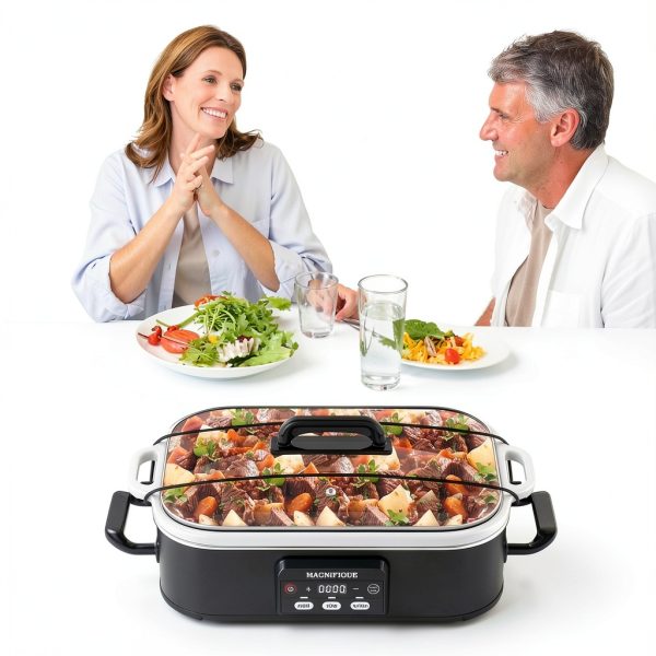 4 Quart Casserole Slow Cooker INDY VAC Ceramic Bakeware Black-6